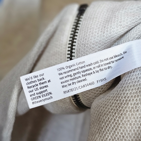 Eileen Fisher Organic Cotton Cream Zip Cardigan - Picture 9 of 9